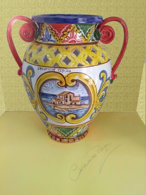 Anfora in Ceramica Artistica siciliana, prodotta da Ceramiche Patrizia Di Piazza