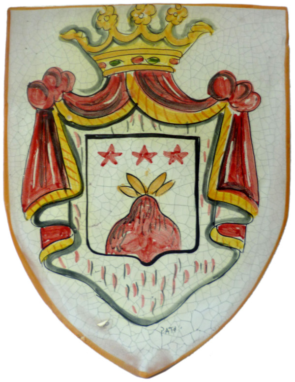 Blasone (o armoriale) in ceramica artistica siciliana raffigurante uno stemma nobiliare
