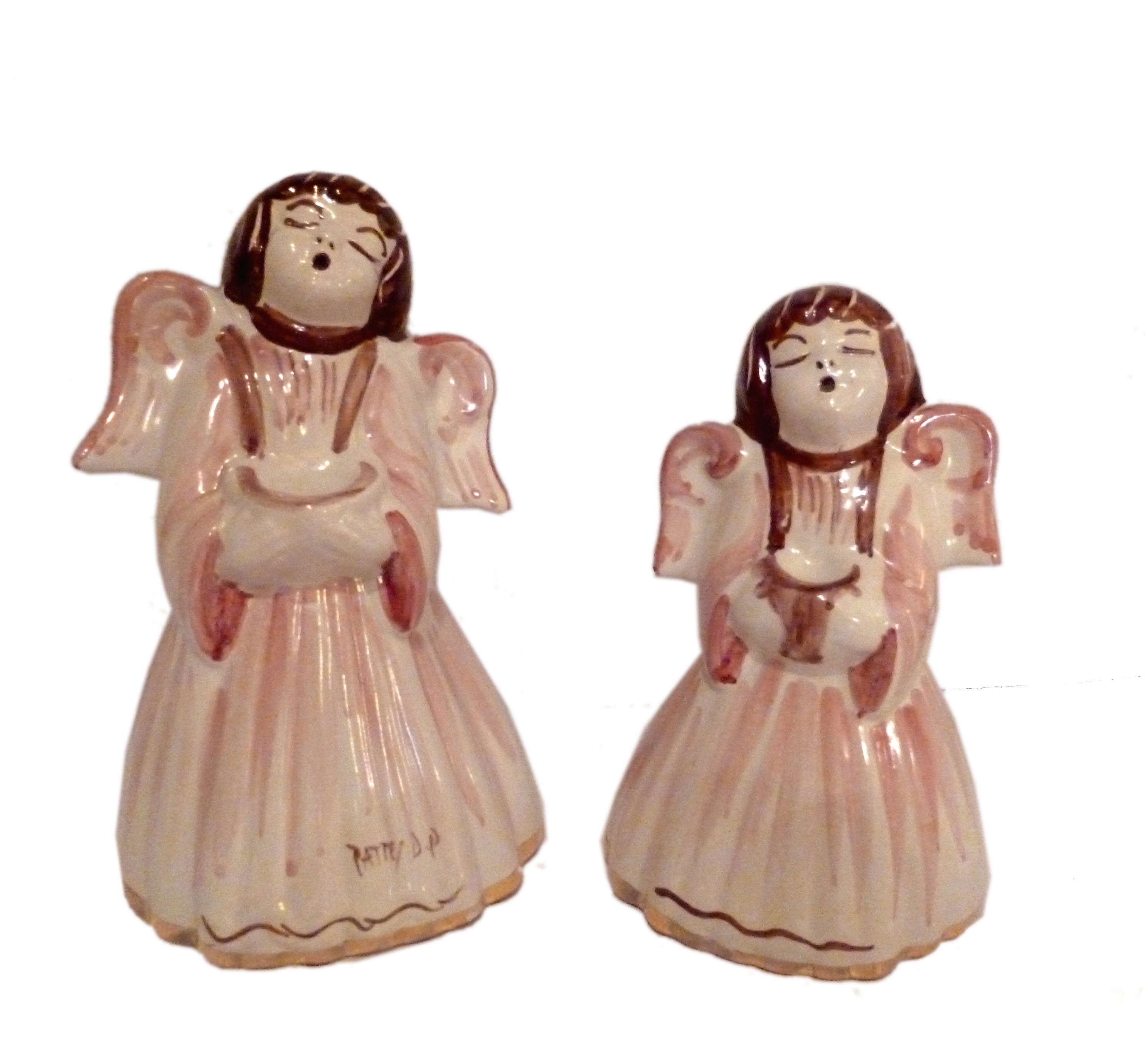 Angeli rosa, stile anticato, altezza 20 e 16 cm
