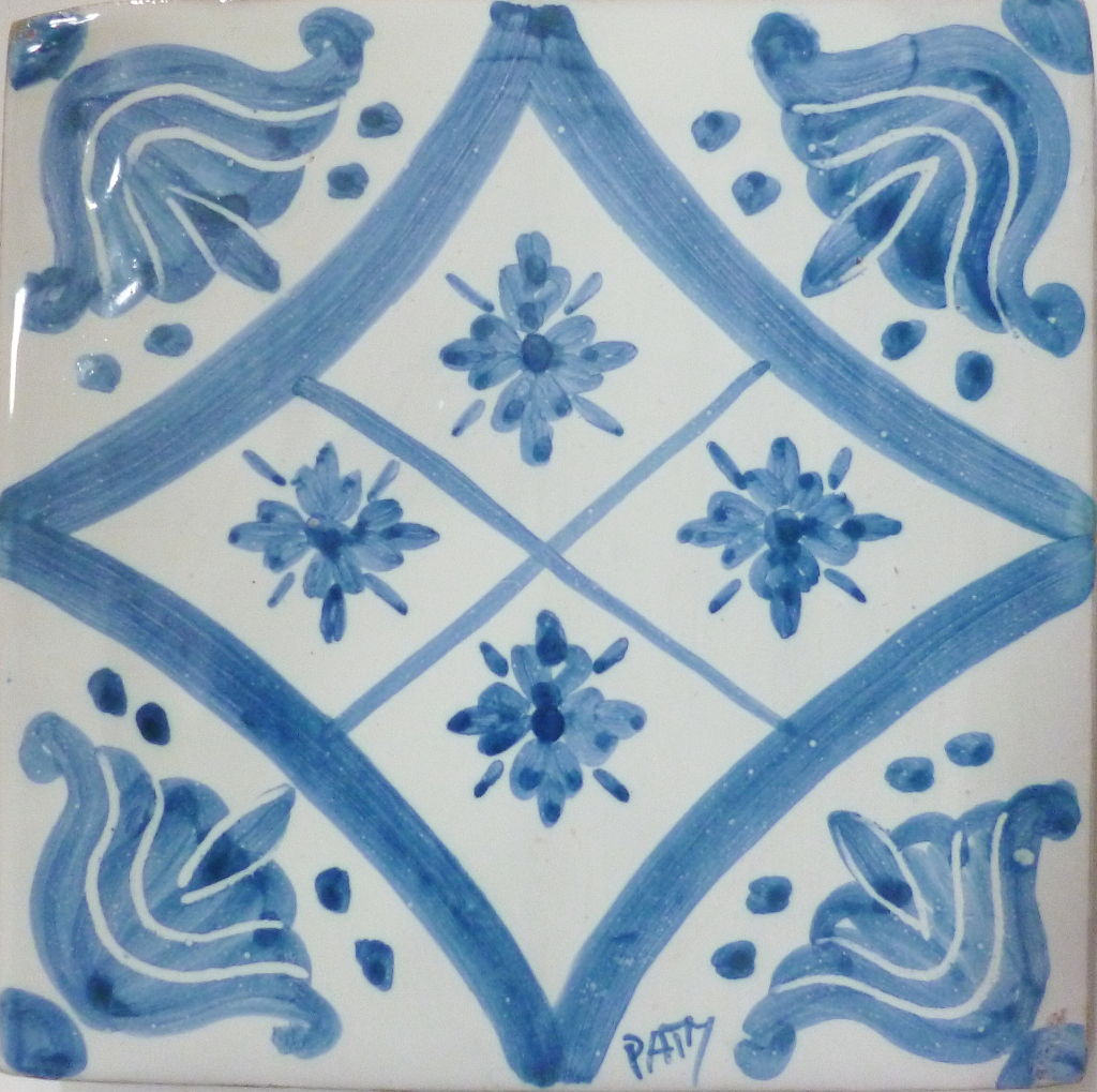 Piastrella 15x15, decori colore azzurro