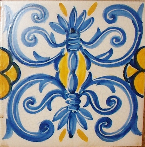 Piastrella 20x20, colori blu, giallo