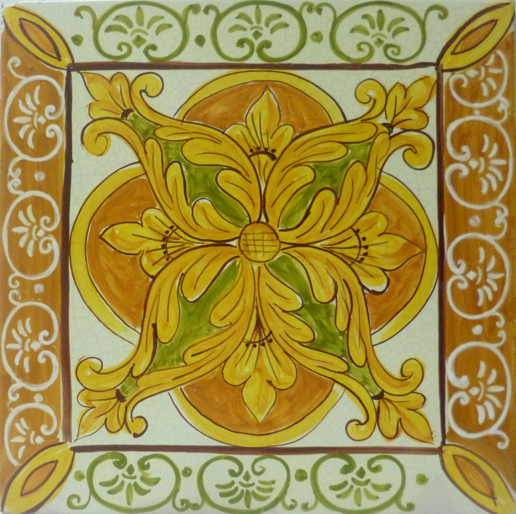 Piastrella 40x40, colori giallo, arancio, verde
