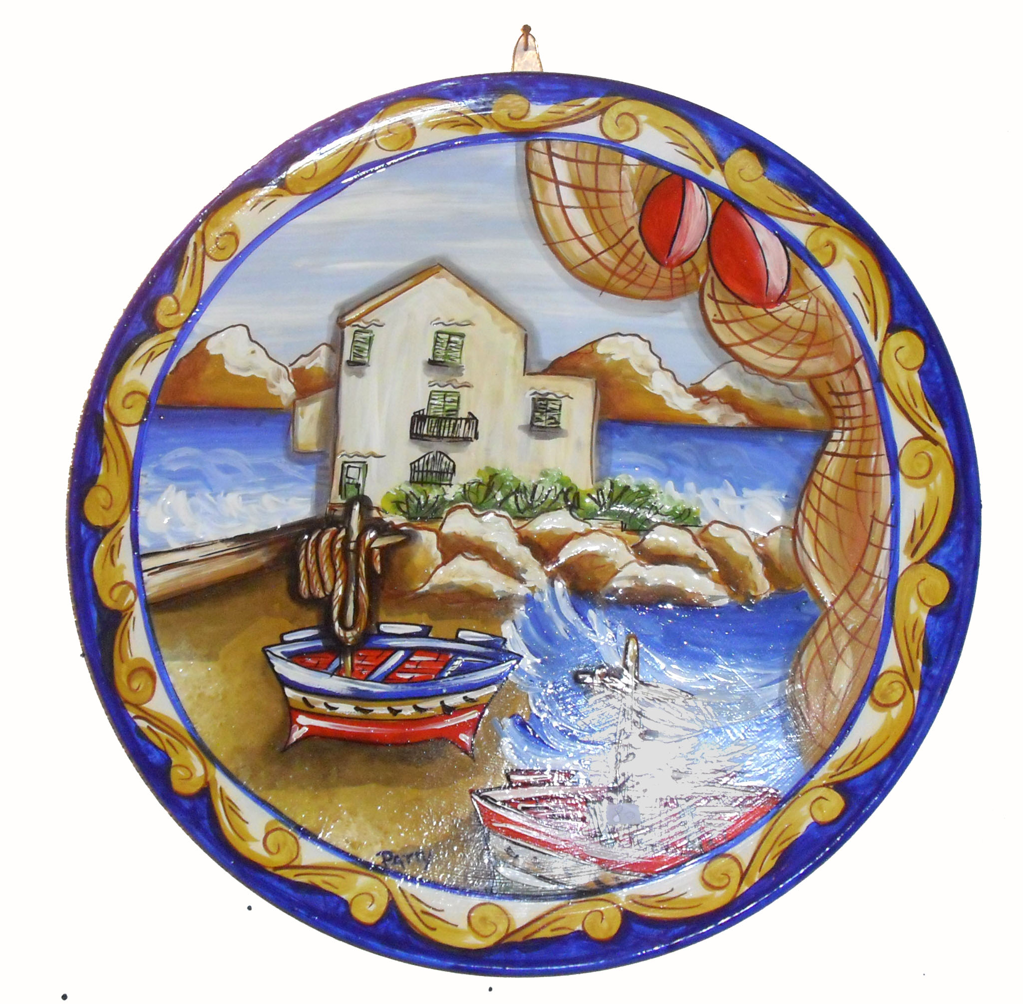 Piatto con paesaggio di Sant'Elia, a Santa Flavia 