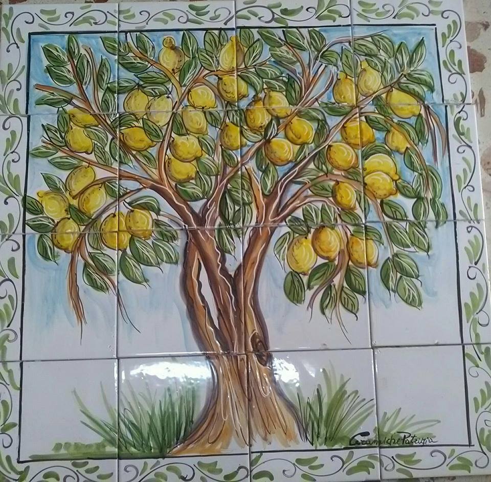 Quadro su piastrelle: albero di limoni