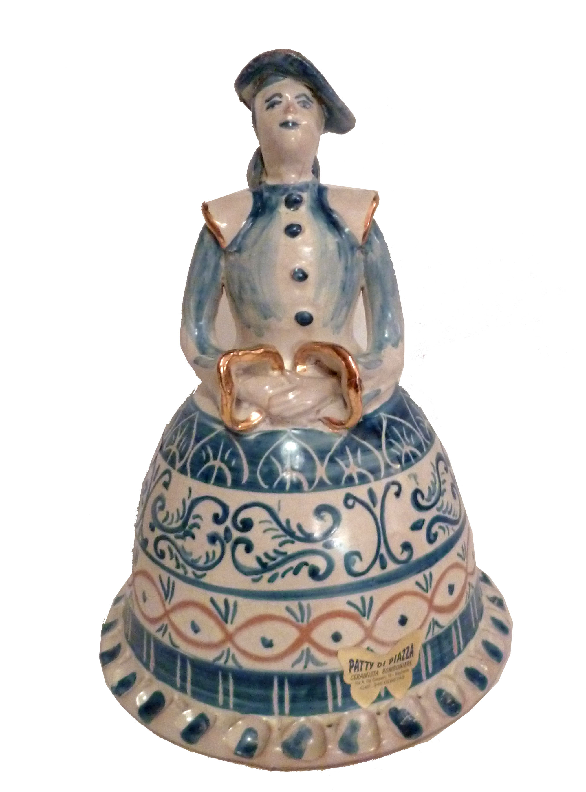 Bambola azzurra in stile anticato, dell'altezza di 27 cm