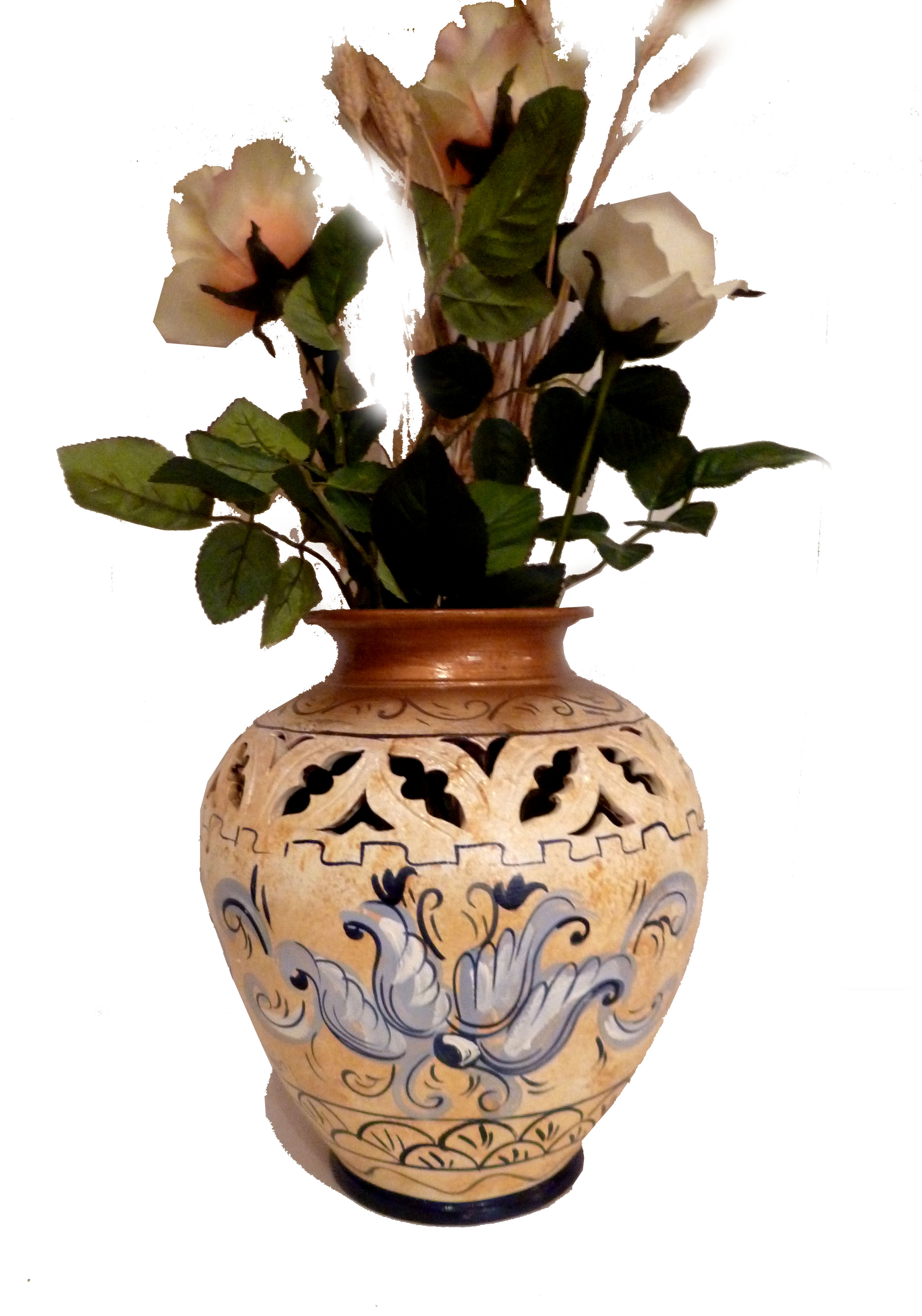 Vaso bombato, stile fiocco azzurro, altezza 30 cm