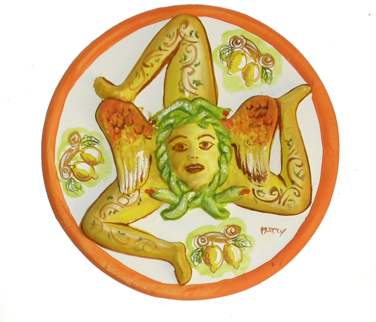 Triscele e Medaglioni in ceramica artistica siciliana