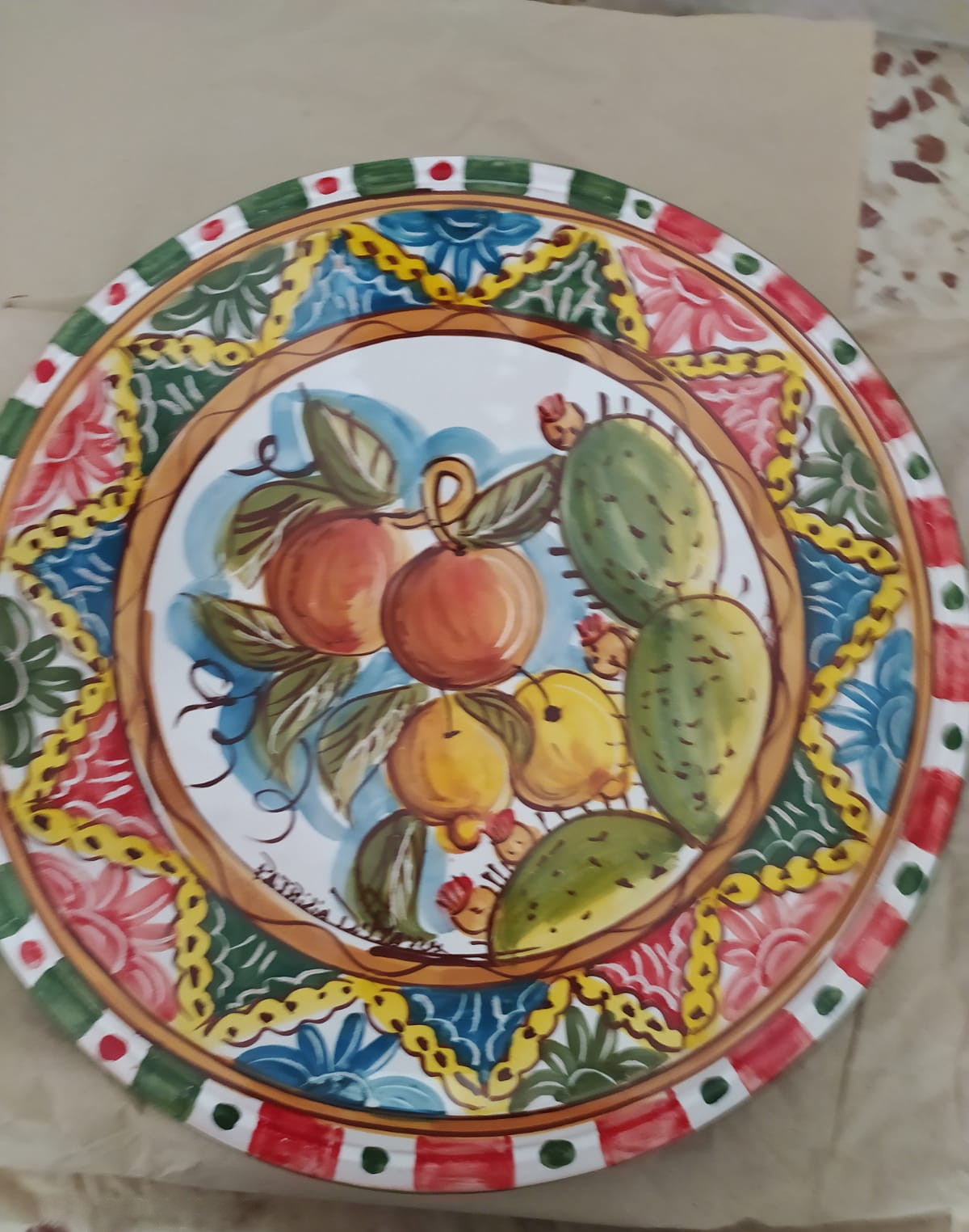 Piatto - Decoro Mandarini, Limoni, Fico d'India