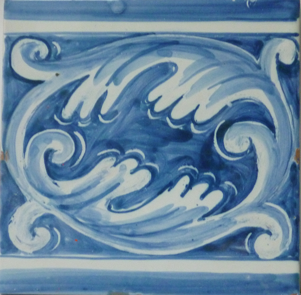Piastrella 15x15, decoro a macchia, colore azzurro