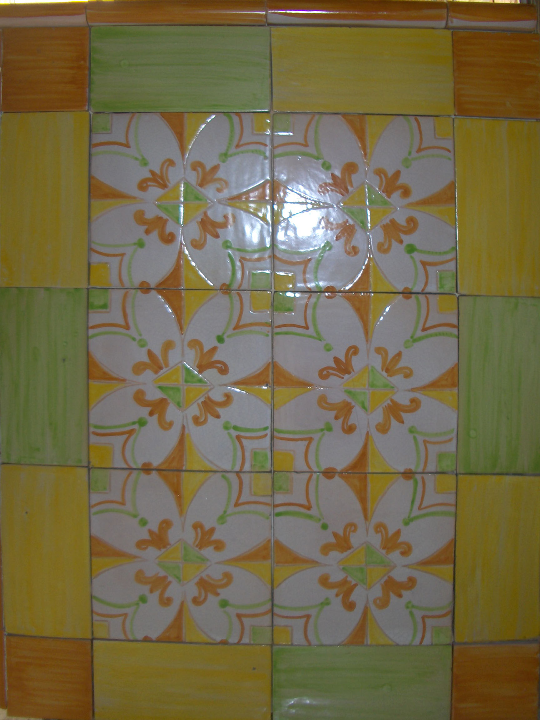 Pannello decorativo: decoro floreale Colori giallo, arancio e verde