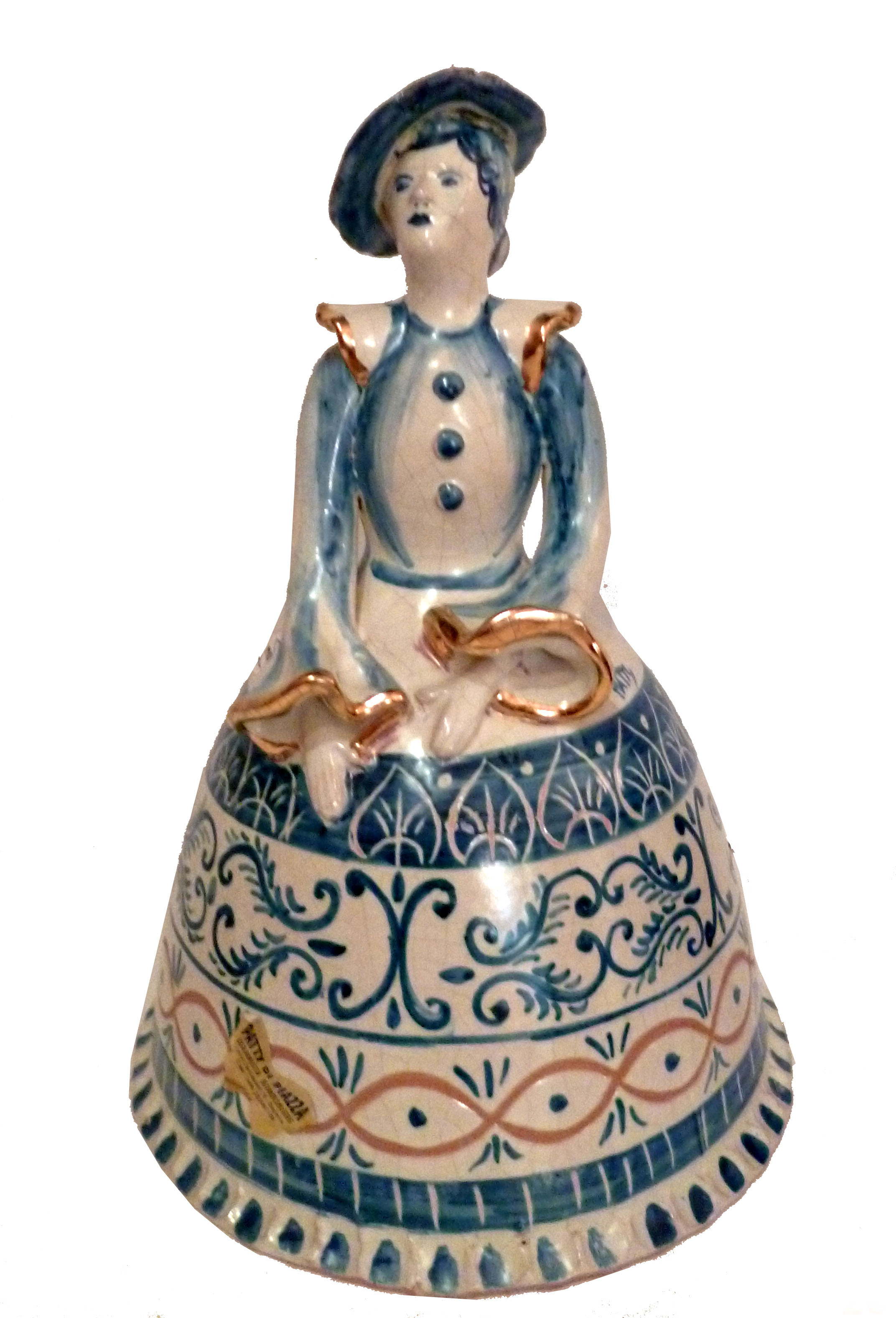 Bambola azzurra in stile anticato, dell'altezza di 34 cm