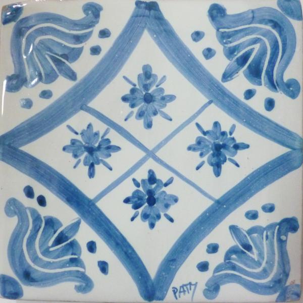 Piastrella 15x15, decori colore azzurro