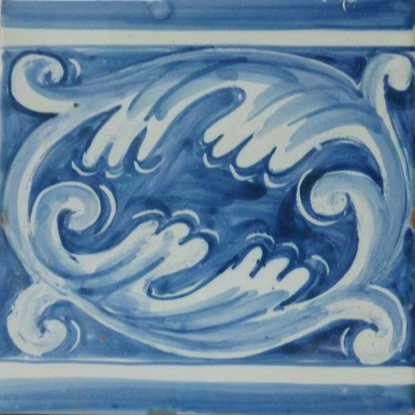 Piastrella 15x15, decoro a macchia, colore azzurro