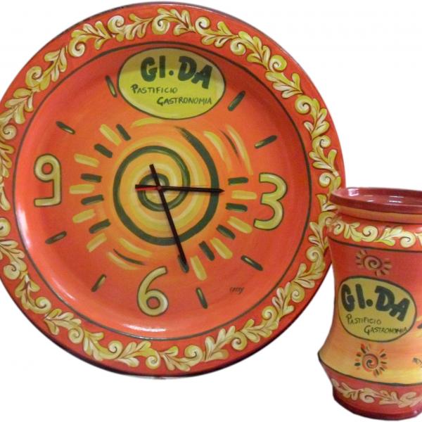 Piatto-orologia e barattolo, con logo personalizzato, GI.DA Pastificio e Gastronomia, a Palermo