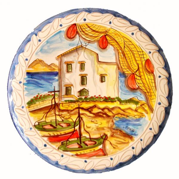 Piatto raffigurante paesaggio di Sant'Elia, a Santa Flavia