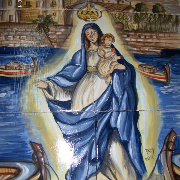 Quadro su piastrelle: Madonna del Lume di Porticello, Santa Flavia (PA)