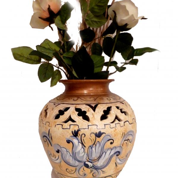 Vaso bombato, stile fiocco azzurro, altezza 30 cm